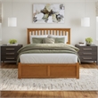 Mission Queen Wood Platform Bed with Footboard and TXL Trundle in Light Toffee