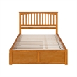 Mission Queen Wood Platform Bed with Footboard and TXL Trundle in Light Toffee