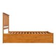Mission Queen Wood Platform Bed with Footboard and TXL Trundle in Light Toffee