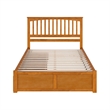 Mission Queen Wood Platform Bed with Footboard and Drawers in Light Toffee