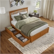 Mission Queen Wood Platform Bed with Footboard and Drawers in Light Toffee