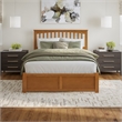 Mission Queen Wood Platform Bed with Footboard and Drawers in Light Toffee