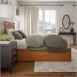 Mission Queen Wood Platform Bed with Footboard and Drawers in Light Toffee