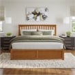 Mission King Wood Platform Bed with Footboard and TXL Trundle in Light Toffee