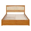 Mission King Wood Platform Bed with Footboard and TXL Trundle in Light Toffee