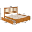 Mission King Wood Platform Bed with Footboard and TXL Trundle in Light Toffee