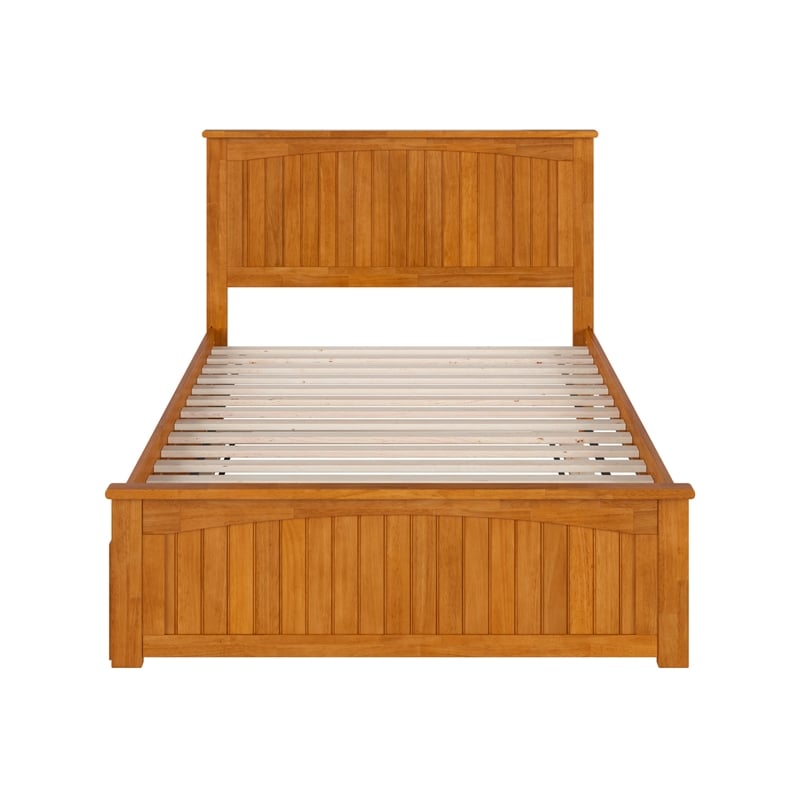 Nantucket Full Platform Bed w/Matching Footboard & Full Trundle in Light Toffee