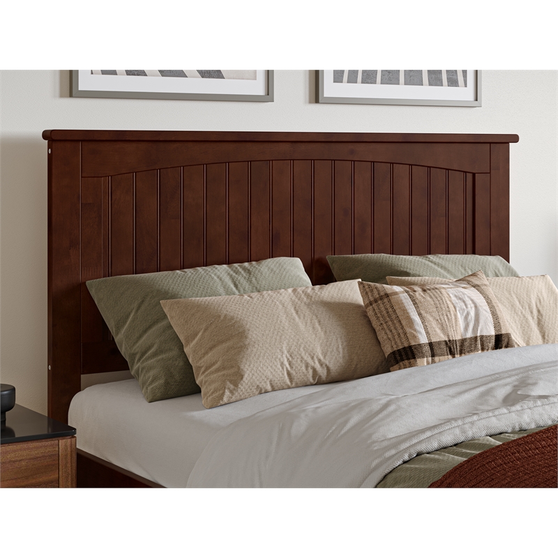 Nantucket Full Wood Platform Bed with Matching Footboard and Drawers in Walnut
