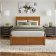 Nantucket Queen Wood Platform Bed with Footboard and TXL Trundle in Light Toffee