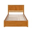 Nantucket Queen Wood Platform Bed with Footboard and TXL Trundle in Light Toffee