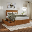 Nantucket Queen Wood Platform Bed with Footboard and Drawers in Light Toffee