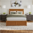 Nantucket Queen Wood Platform Bed with Footboard and Drawers in Light Toffee