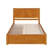 Nantucket Queen Wood Platform Bed with Footboard and Drawers in Light Toffee
