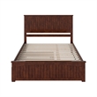 Nantucket Queen Platform Bed with Matching Footboard and TXL Trundle in Walnut