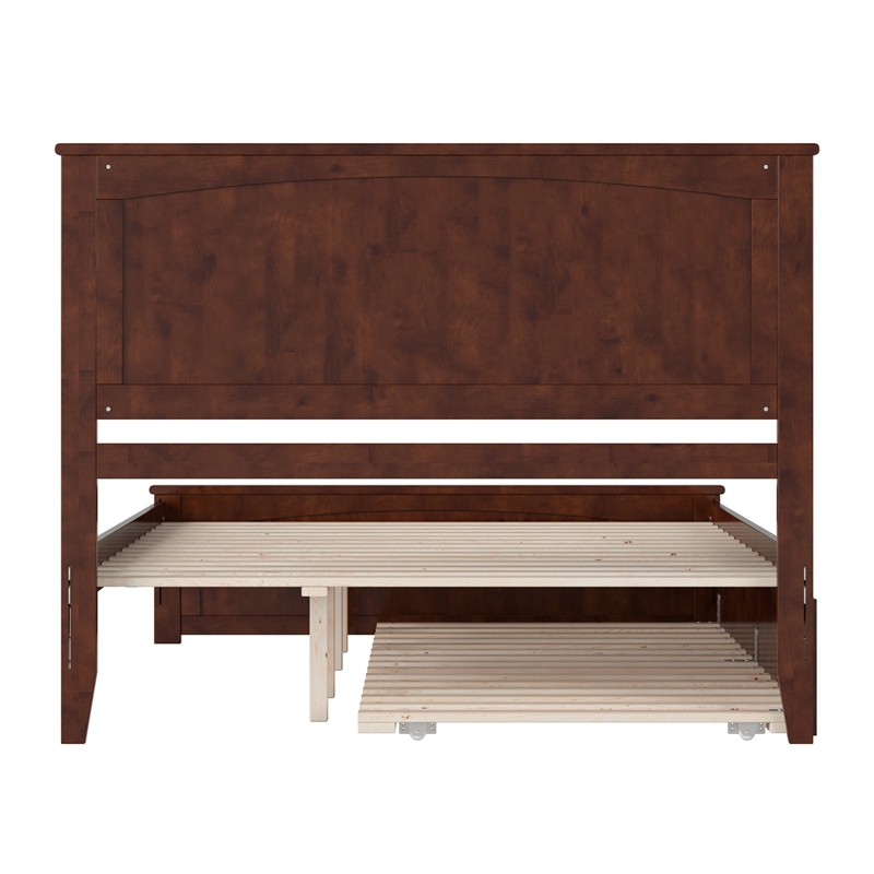 Nantucket Queen Platform Bed with Matching Footboard and TXL Trundle in Walnut