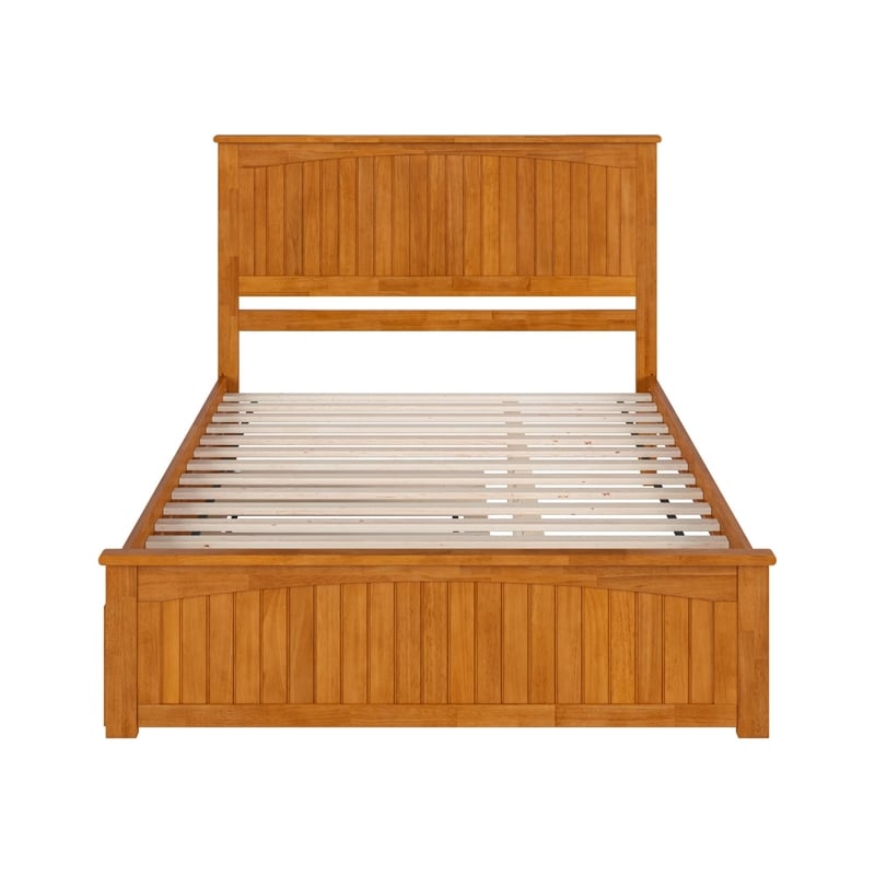 Nantucket Queen Platform Bed w/Matching Footboard & TXL Trundle in Light Toffee