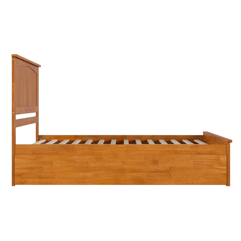 Nantucket Queen Platform Bed w/Matching Footboard & TXL Trundle in Light Toffee