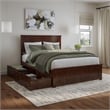 Nantucket Queen Wood Platform Bed with Matching Footboard and Drawers in Walnut