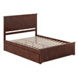 Nantucket Queen Wood Platform Bed with Matching Footboard and Drawers in Walnut