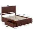 Nantucket Queen Wood Platform Bed with Matching Footboard and Drawers in Walnut