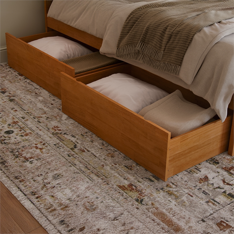 Queen/King/Twin XL Urban Solid Wood Bed Drawers in Light Toffee