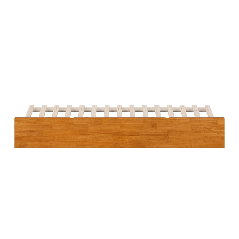 Twin XL Sized Urban Solid Hardwood Trundle Bed in Light Toffee