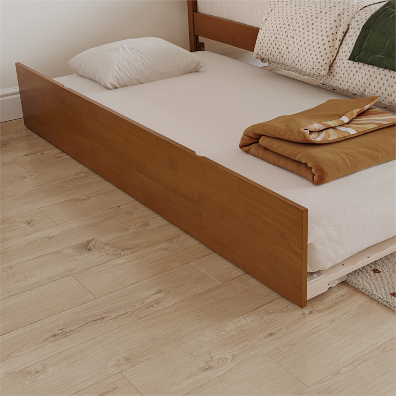 AFI Twin Size Urban Solid Hardwood Trundle Bed in Light Toffee