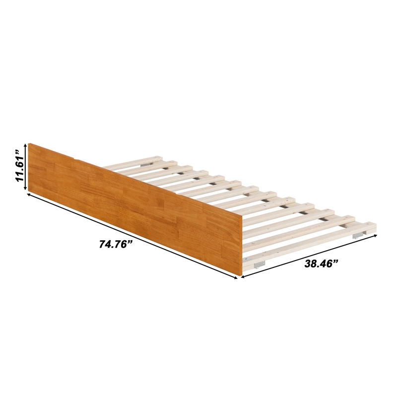 AFI Twin Size Urban Solid Hardwood Trundle Bed in Light Toffee