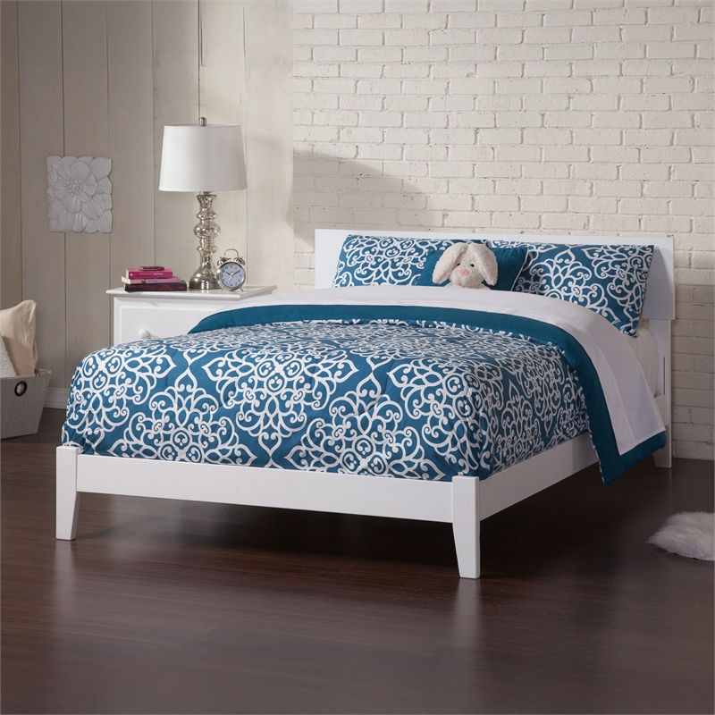 Orlando Queen Solid Wood Foundation Bed in White