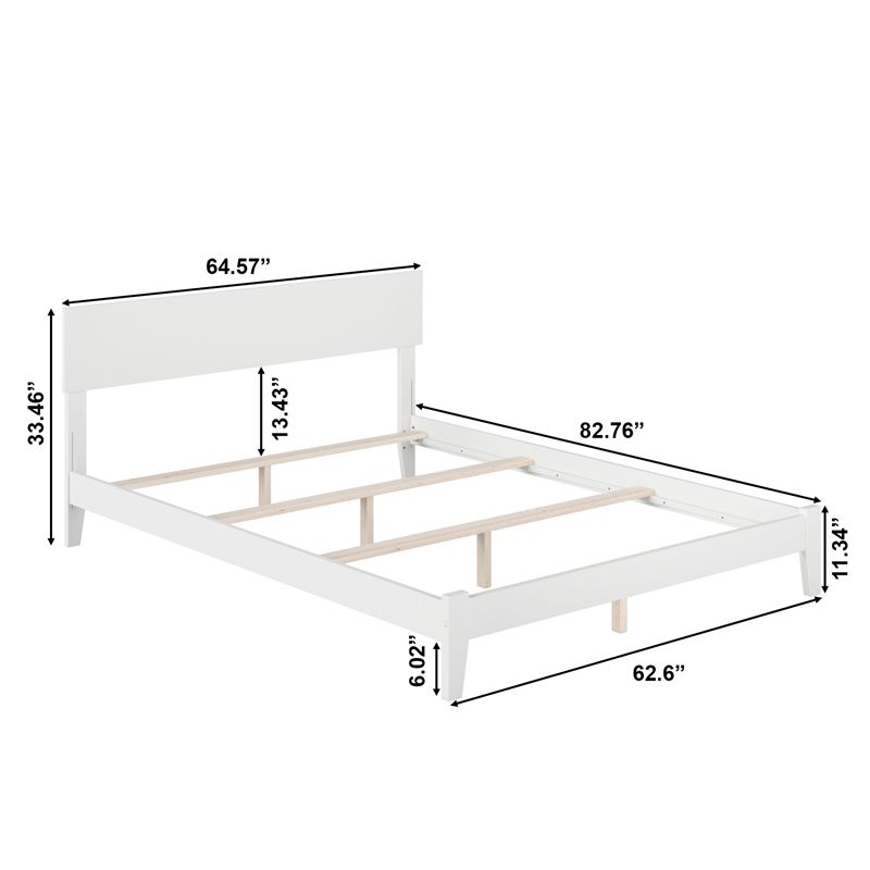 Orlando Queen Solid Wood Foundation Bed in White