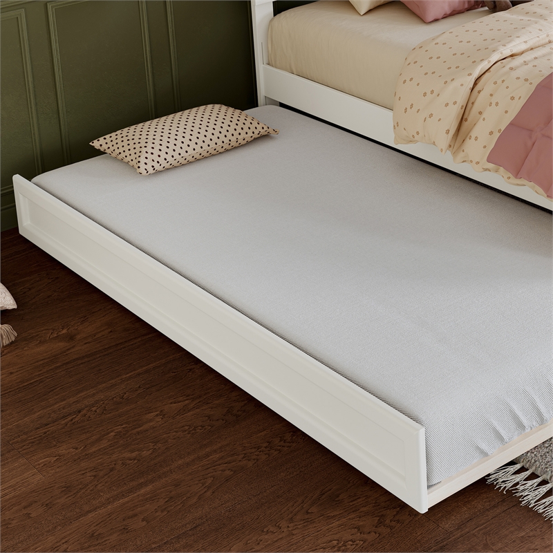 AFI Twin Size Solid Hardwood Mid-Century Modern Trundle in White