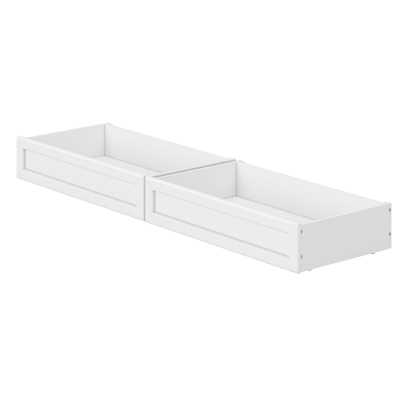 Twin-Full Solid Wood Mid-Century Modern Under Bed Storage Drawers in White