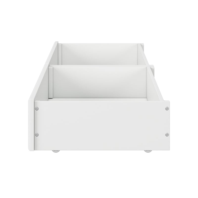 Twin-Full Solid Wood Mid-Century Modern Under Bed Storage Drawers in White