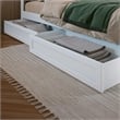 Twin-Full Solid Wood Mid-Century Modern Under Bed Storage Drawers in White