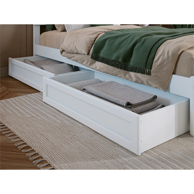 Twin-Full Solid Wood Mid-Century Modern Under Bed Storage Drawers in ...