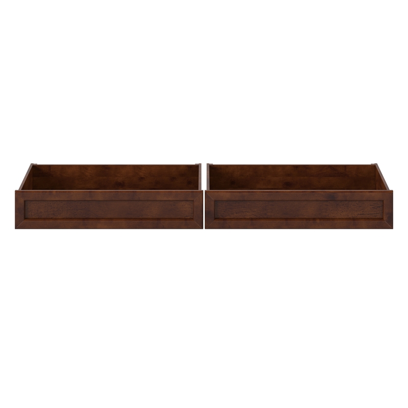 Twin-Full Solid Wood Mid-Century Modern Under Bed Storage Drawers in Walnut