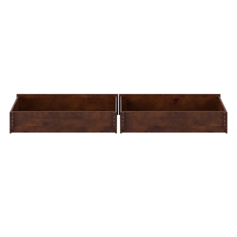 Twin-Full Solid Wood Mid-Century Modern Under Bed Storage Drawers in Walnut