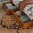 Twin-Full Wood Mid-Century Modern Under Bed Storage Drawers in Light Toffee