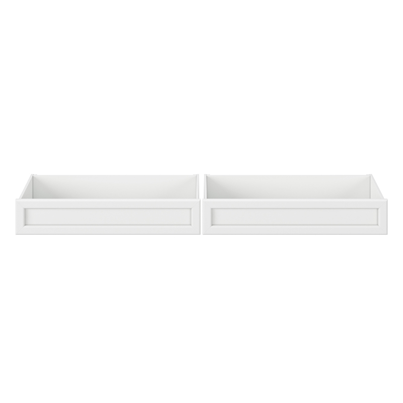 Queen-King-Twin XL Wood Mid-Century Modern Under Bed Storage Drawers in White