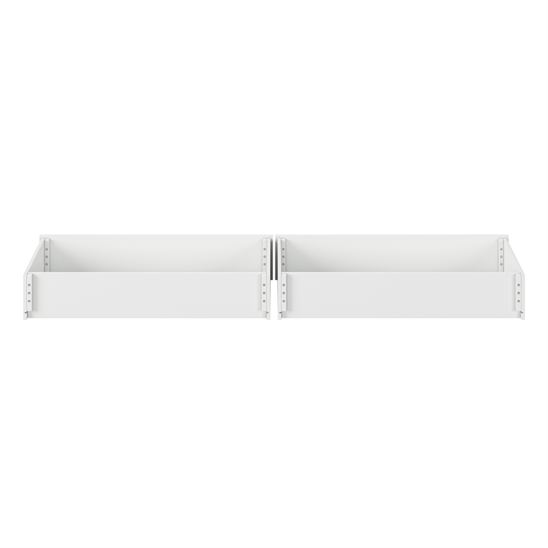 Queen-King-Twin XL Wood Mid-Century Modern Under Bed Storage Drawers in White