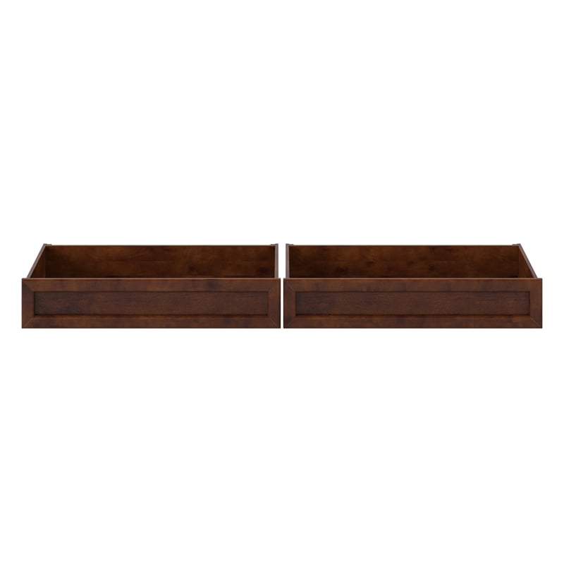 Queen-King-Twin XL Wood Mid-Century Modern Under Bed Storage Drawers in Walnut