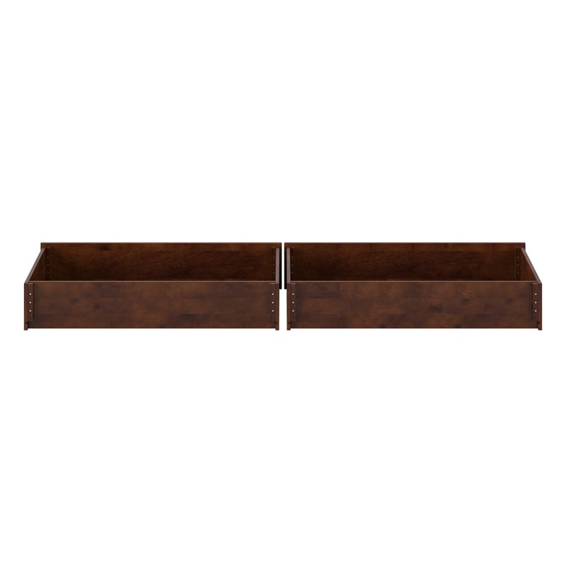Queen-King-Twin XL Wood Mid-Century Modern Under Bed Storage Drawers in Walnut