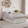 Andorra Twin XL Wood Platform Bed with Panel Footboard & Drawers in White