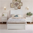 Andorra Twin XL Wood Platform Bed with Panel Footboard & Drawers in White