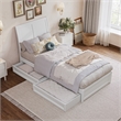Andorra Twin XL Wood Platform Bed with Panel Footboard & Drawers in White