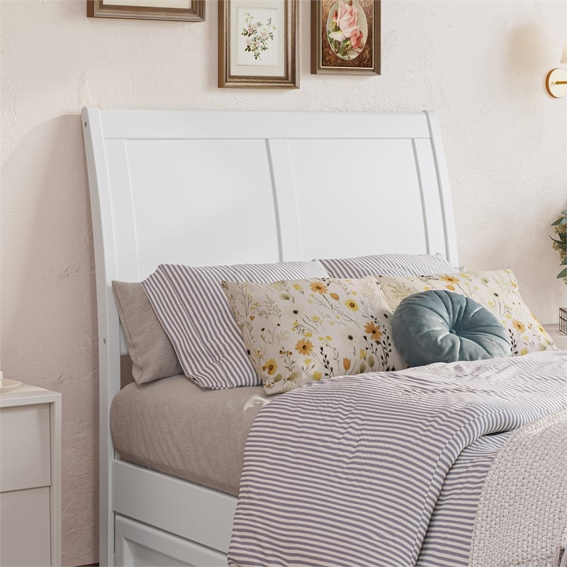 Andorra Twin XL Wood Platform Bed with Panel Footboard & Drawers in White