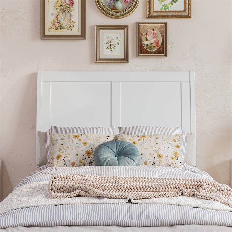 Andorra Twin XL Wood Platform Bed with Panel Footboard & Drawers in White