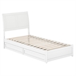 Andorra Twin XL Wood Platform Bed with Panel Footboard & Drawers in White