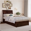Andorra Twin XL Wood Platform Bed with Panel Footboard & Drawers in Walnut