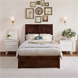 Andorra Twin XL Wood Platform Bed with Panel Footboard & Drawers in Walnut